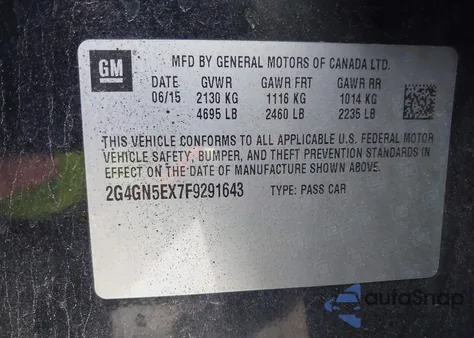 2015 Buick Regal Turbo/E-Assist Premium I z USA, uszkodzony, nr VIN 2G4GN5EX7F9291643